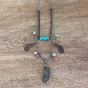 Lucky brand bohemian feather necklace